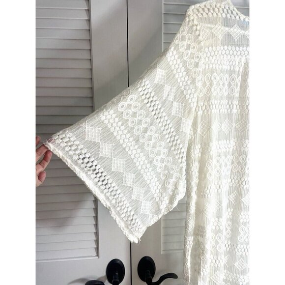 Aina Be Ivory Flowy Women's Lace Cardigan, Swimsuit Cover Sz Small - Picture 4 of 8